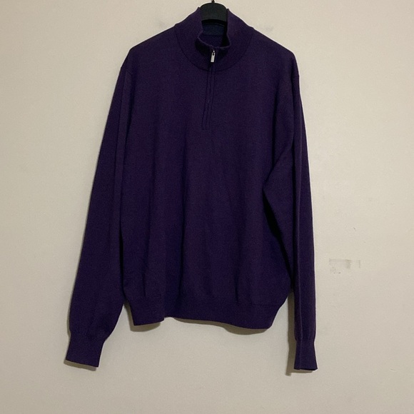 Aristo Men's Deep Purple Zip-Up Sweater pull over XL event soft wool cozy office - Picture 8 of 8